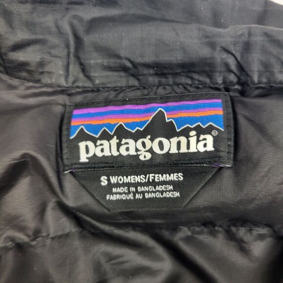 Patagonia Goose Down Sweater Puffer Jacket Womens S Black Full Zip Stye 84683 - Picture 14 of 16